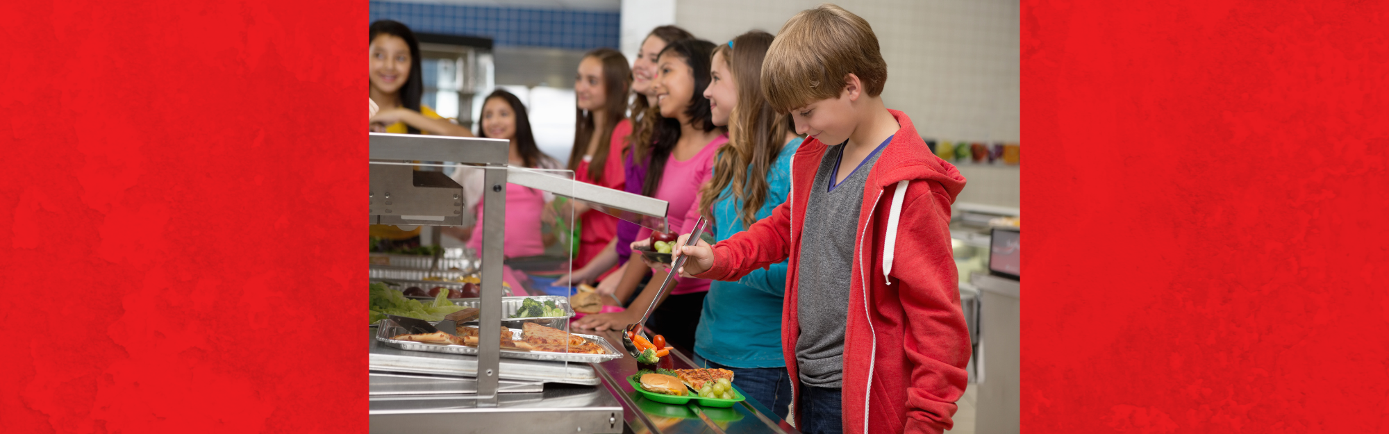 kids in a servery line